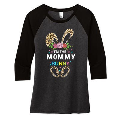 Womens I'm The Mommy Bunny Rabbit Easter Family Matching Women's Tri-Blend 3/4-Sleeve Raglan Shirt