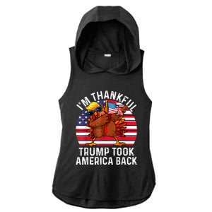 Winner IM Thankful Trump Won Took America Back Thanksgiving Ladies PosiCharge Tri-Blend Wicking Draft Hoodie Tank