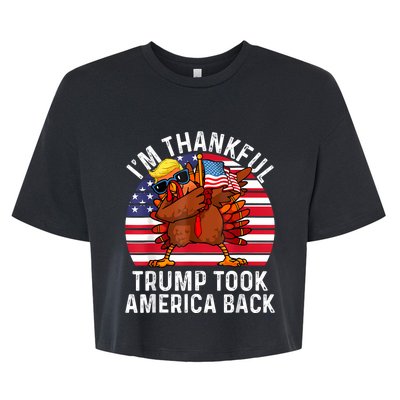 Winner IM Thankful Trump Won Took America Back Thanksgiving Bella+Canvas Jersey Crop Tee