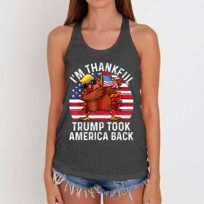 Winner IM Thankful Trump Won Took America Back Thanksgiving Women's Knotted Racerback Tank