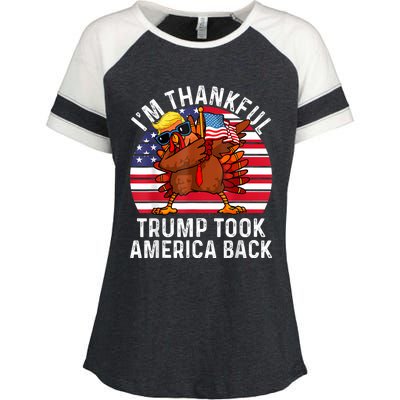 Winner IM Thankful Trump Won Took America Back Thanksgiving Enza Ladies Jersey Colorblock Tee