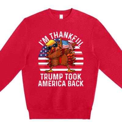 Winner IM Thankful Trump Won Took America Back Thanksgiving Premium Crewneck Sweatshirt