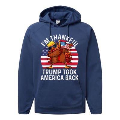 Winner IM Thankful Trump Won Took America Back Thanksgiving Performance Fleece Hoodie