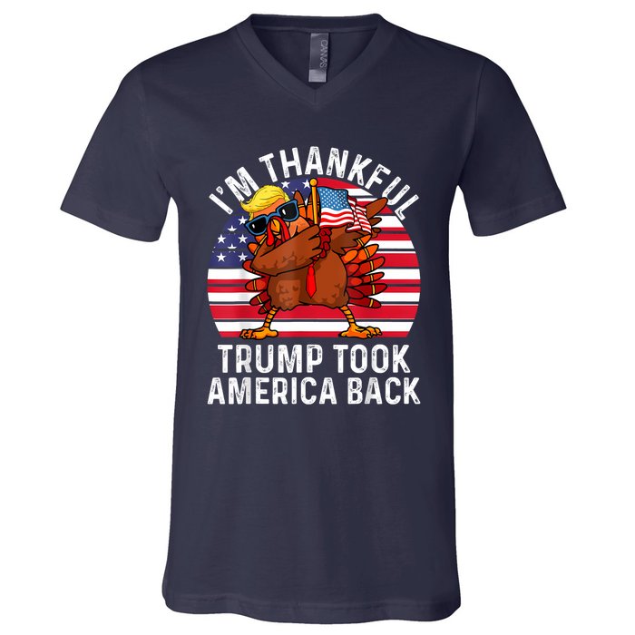 Winner IM Thankful Trump Won Took America Back Thanksgiving V-Neck T-Shirt