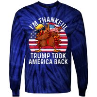 Winner IM Thankful Trump Won Took America Back Thanksgiving Tie-Dye Long Sleeve Shirt