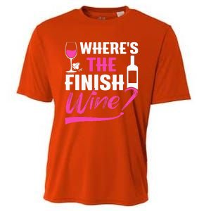 Where Is The Finish Wine Funny Runner Marathon Cooling Performance Crew T-Shirt