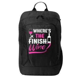 Where Is The Finish Wine Funny Runner Marathon City Backpack