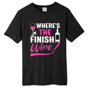 Where Is The Finish Wine Funny Runner Marathon Tall Fusion ChromaSoft Performance T-Shirt