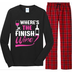 Where Is The Finish Wine Funny Runner Marathon Long Sleeve Pajama Set