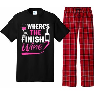 Where Is The Finish Wine Funny Runner Marathon Pajama Set