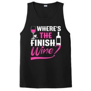 Where Is The Finish Wine Funny Runner Marathon PosiCharge Competitor Tank