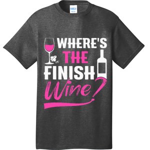 Where Is The Finish Wine Funny Runner Marathon T-Shirt