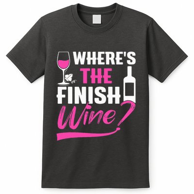 Where Is The Finish Wine Funny Runner Marathon T-Shirt