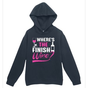 Where Is The Finish Wine Funny Runner Marathon Urban Pullover Hoodie