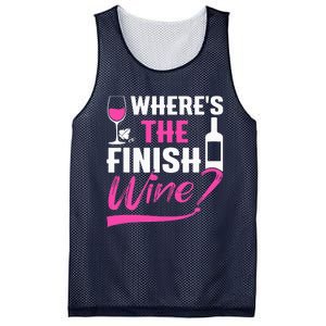 Where Is The Finish Wine Funny Runner Marathon Mesh Reversible Basketball Jersey Tank