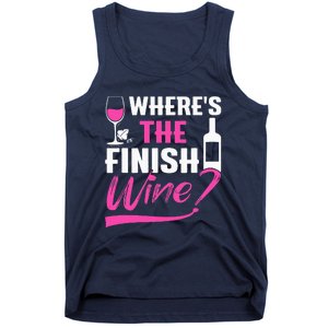 Where Is The Finish Wine Funny Runner Marathon Tank Top