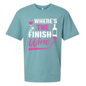 Where Is The Finish Wine Funny Runner Marathon Sueded Cloud Jersey T-Shirt