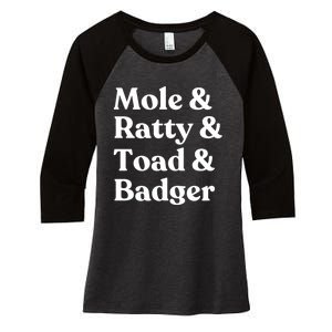 Wind In The Willows Character Women's Tri-Blend 3/4-Sleeve Raglan Shirt