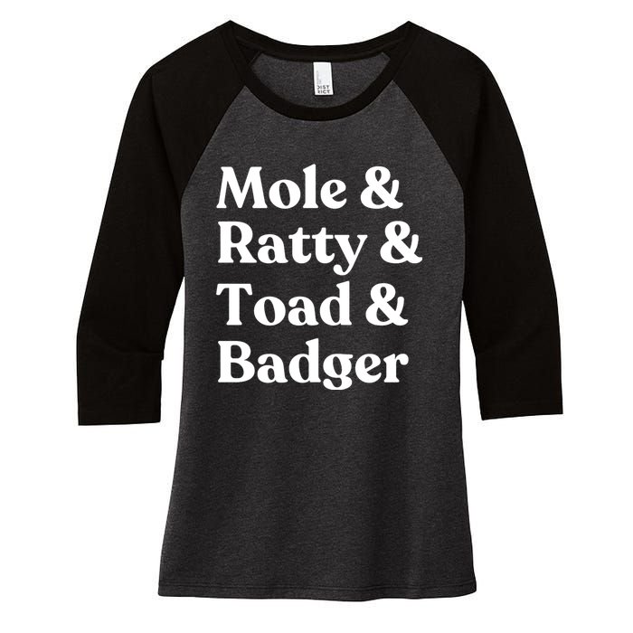 Wind In The Willows Character Women's Tri-Blend 3/4-Sleeve Raglan Shirt