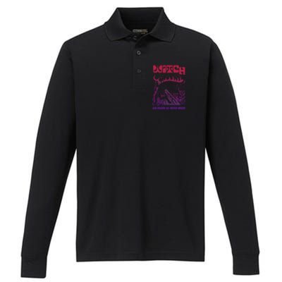 Witch Intend To Cause Havoc Halloween Vintage Witch Lover Performance Long Sleeve Polo