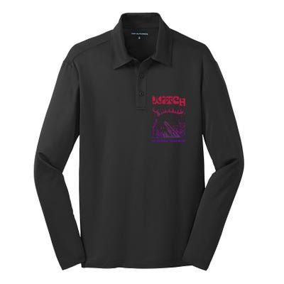 Witch Intend To Cause Havoc Halloween Vintage Witch Lover Silk Touch Performance Long Sleeve Polo