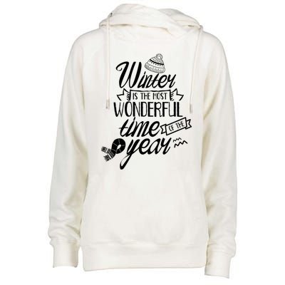 Winter Is The Most Wonderful Time Of The Year Cold Season Funny Gift Womens Funnel Neck Pullover Hood