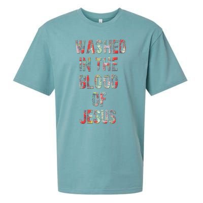 WASHED IN THE BLOOD OF JESUS CHRIST Sueded Cloud Jersey T-Shirt