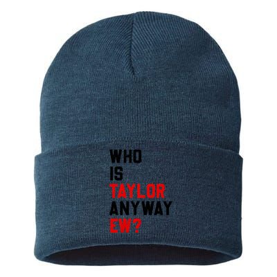 Who Is Taylor Anyway Ew? Girl Taylor First Name Groovy 80S Sustainable Knit Beanie