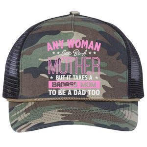 Womens It Takes A Badass Mom To Be A Dad Single Mother Retro Rope Trucker Hat Cap