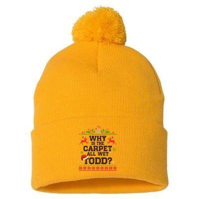 Why Is The Carpet All Wet, TODD Ugly Christmas Sweater Pom Pom 12in Knit Beanie