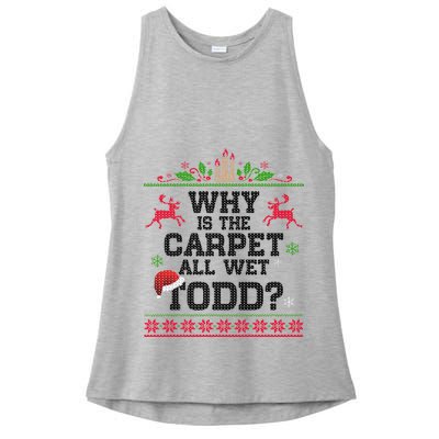 Why Is The Carpet All Wet, TODD Ugly Christmas Sweater Ladies PosiCharge Tri-Blend Wicking Tank