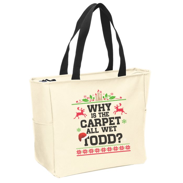 Why Is The Carpet All Wet, TODD Ugly Christmas Sweater Zip Tote Bag