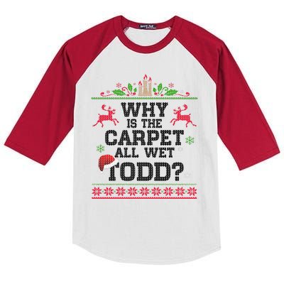 Why Is The Carpet All Wet, TODD Ugly Christmas Sweater Kids Colorblock Raglan Jersey