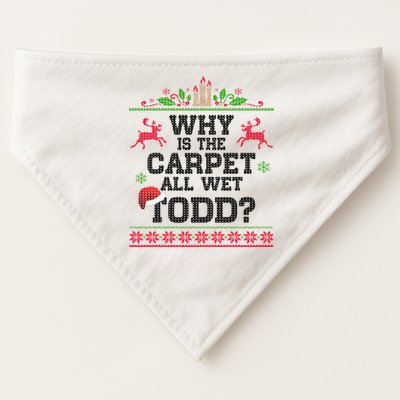 Why Is The Carpet All Wet, TODD Ugly Christmas Sweater USA-Made Doggie Bandana