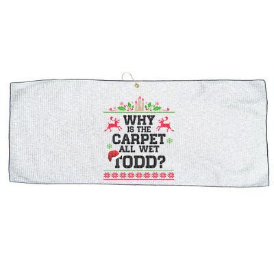 Why Is The Carpet All Wet, TODD Ugly Christmas Sweater Large Microfiber Waffle Golf Towel