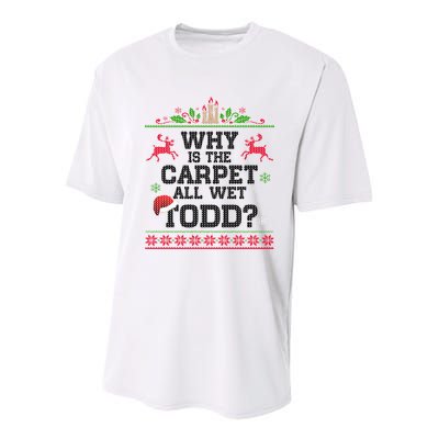 Why Is The Carpet All Wet, TODD Ugly Christmas Sweater Youth Performance Sprint T-Shirt
