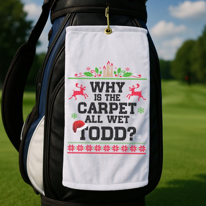 Why Is The Carpet All Wet, TODD Ugly Christmas Sweater Golf Towel