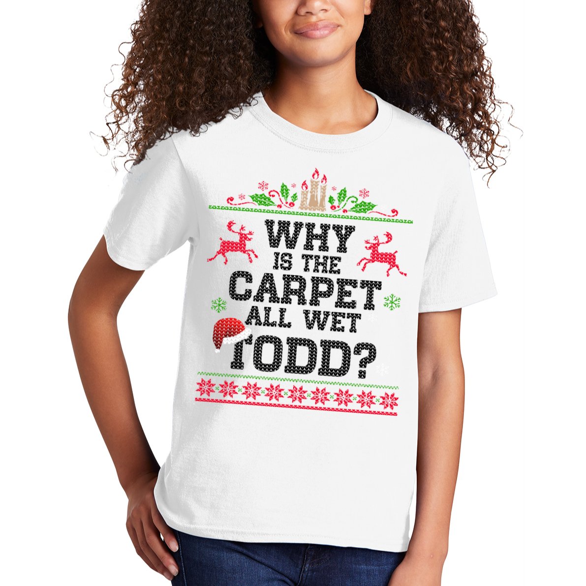 Why Is The Carpet All Wet, TODD Ugly Christmas Sweater Kids T-Shirt