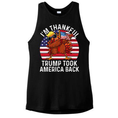 Winner IM Thankful Trump Won Took America Back Thanksgiving Ladies PosiCharge Tri-Blend Wicking Tank