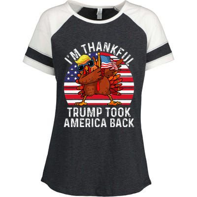 Winner IM Thankful Trump Won Took America Back Thanksgiving Enza Ladies Jersey Colorblock Tee