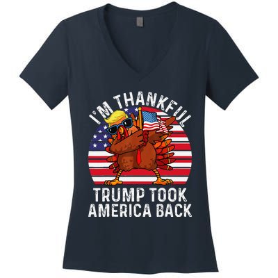 Winner IM Thankful Trump Won Took America Back Thanksgiving Women's V-Neck T-Shirt