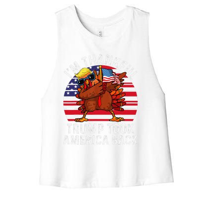 Winner IM Thankful Trump Won Took America Back Thanksgiving Women's Racerback Cropped Tank