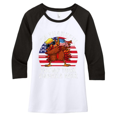 Winner IM Thankful Trump Won Took America Back Thanksgiving Women's Tri-Blend 3/4-Sleeve Raglan Shirt