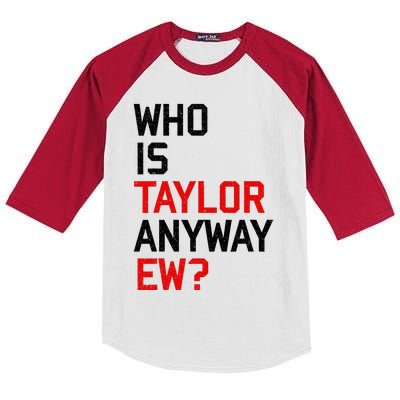 Who Is Taylor Anyway Ew Girl Taylor First Name Groovy 80S Kids Colorblock Raglan Jersey