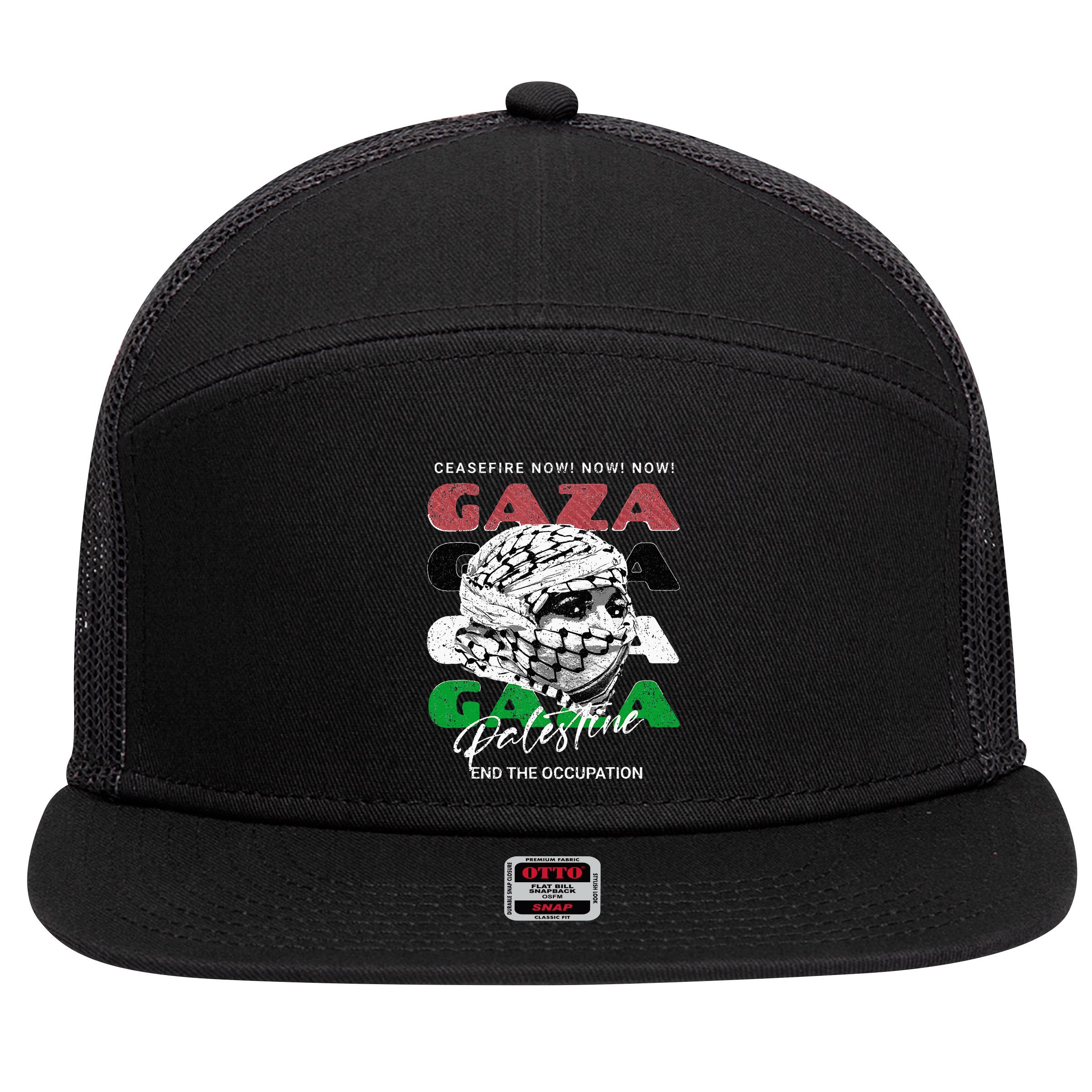 Woman In Traditional Palestinian Scarf 7 Panel Mesh Trucker Snapback Hat