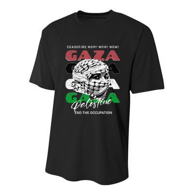 Woman In Traditional Palestinian Scarf Youth Performance Sprint T-Shirt