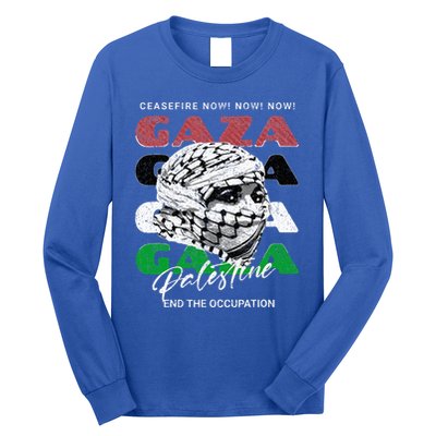 Woman In Traditional Palestinian Scarf Long Sleeve Shirt