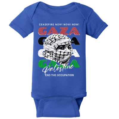 Woman In Traditional Palestinian Scarf Baby Bodysuit