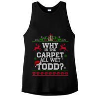 Why Is The Carpet All Wet Todd Funny Ugly Christmas Ladies PosiCharge Tri-Blend Wicking Tank