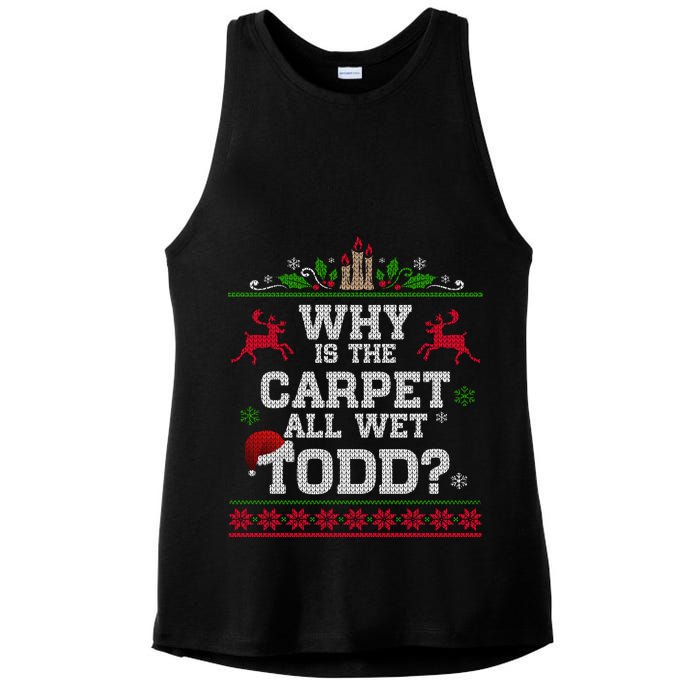 Why Is The Carpet All Wet Todd Funny Ugly Christmas Ladies PosiCharge Tri-Blend Wicking Tank